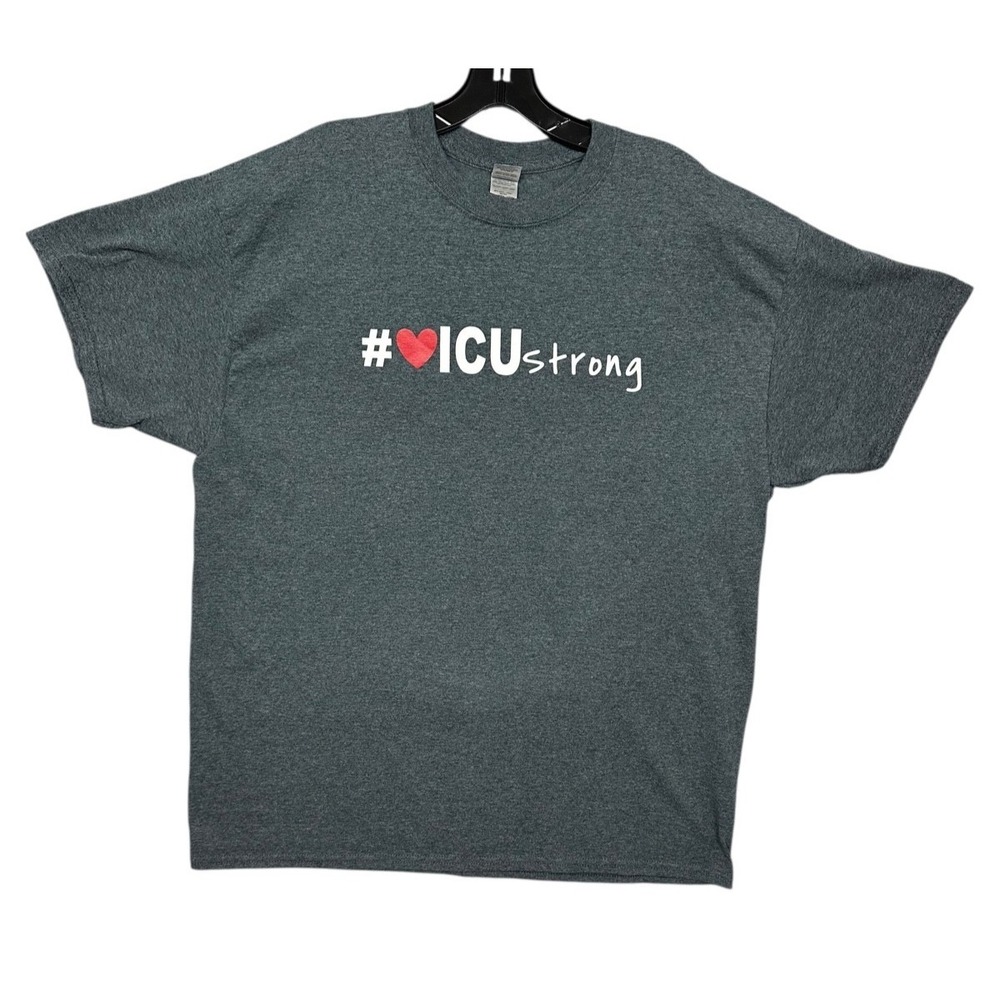 # (Heart)ICU Strong Gray T-Shirt Sz XL Short Sleeve Cotton/Polyester Gildan